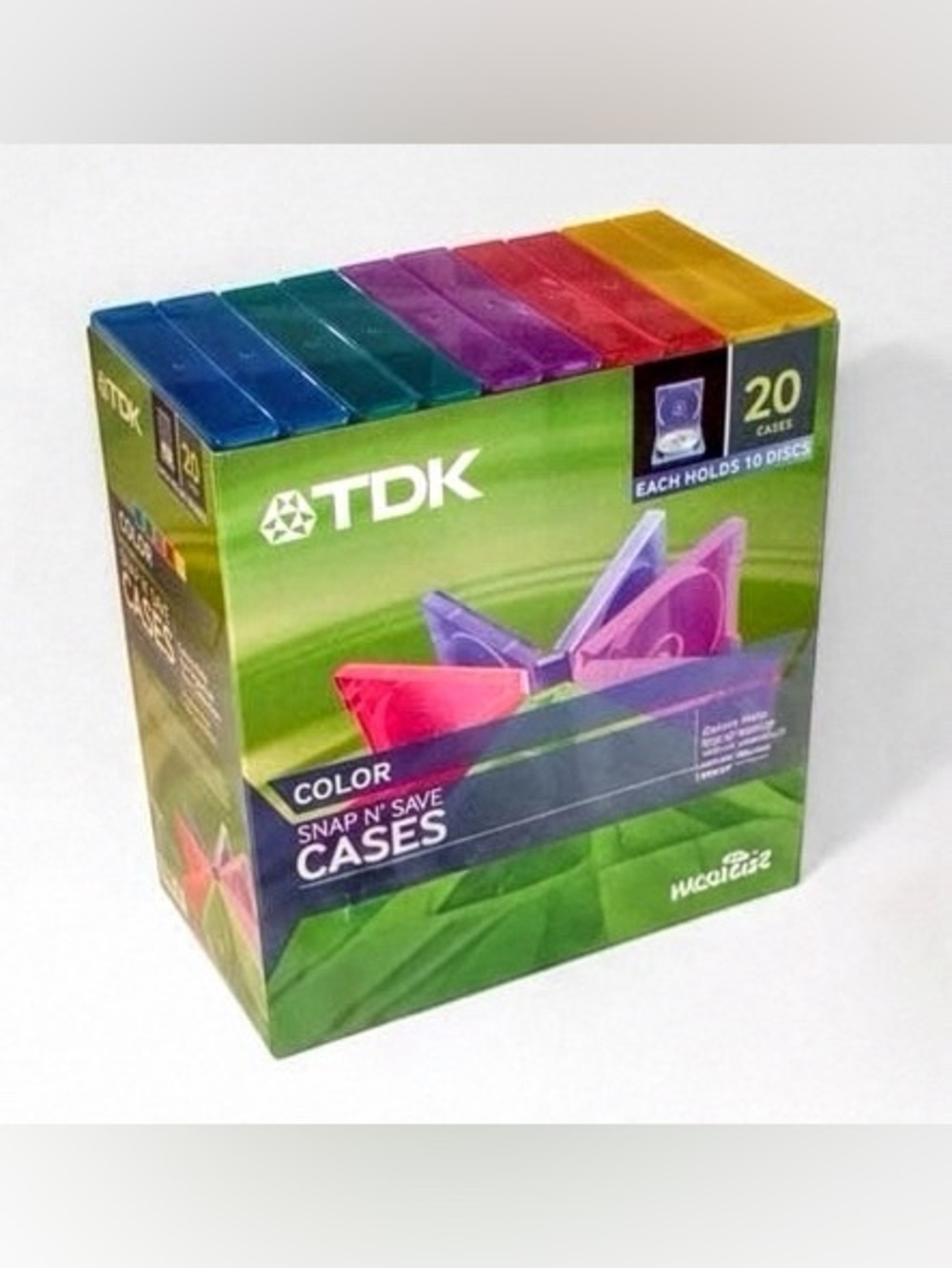 NEW TDK Color Snap N' Save CD Cases - 20 Individual Cases (each holds 10 discs)